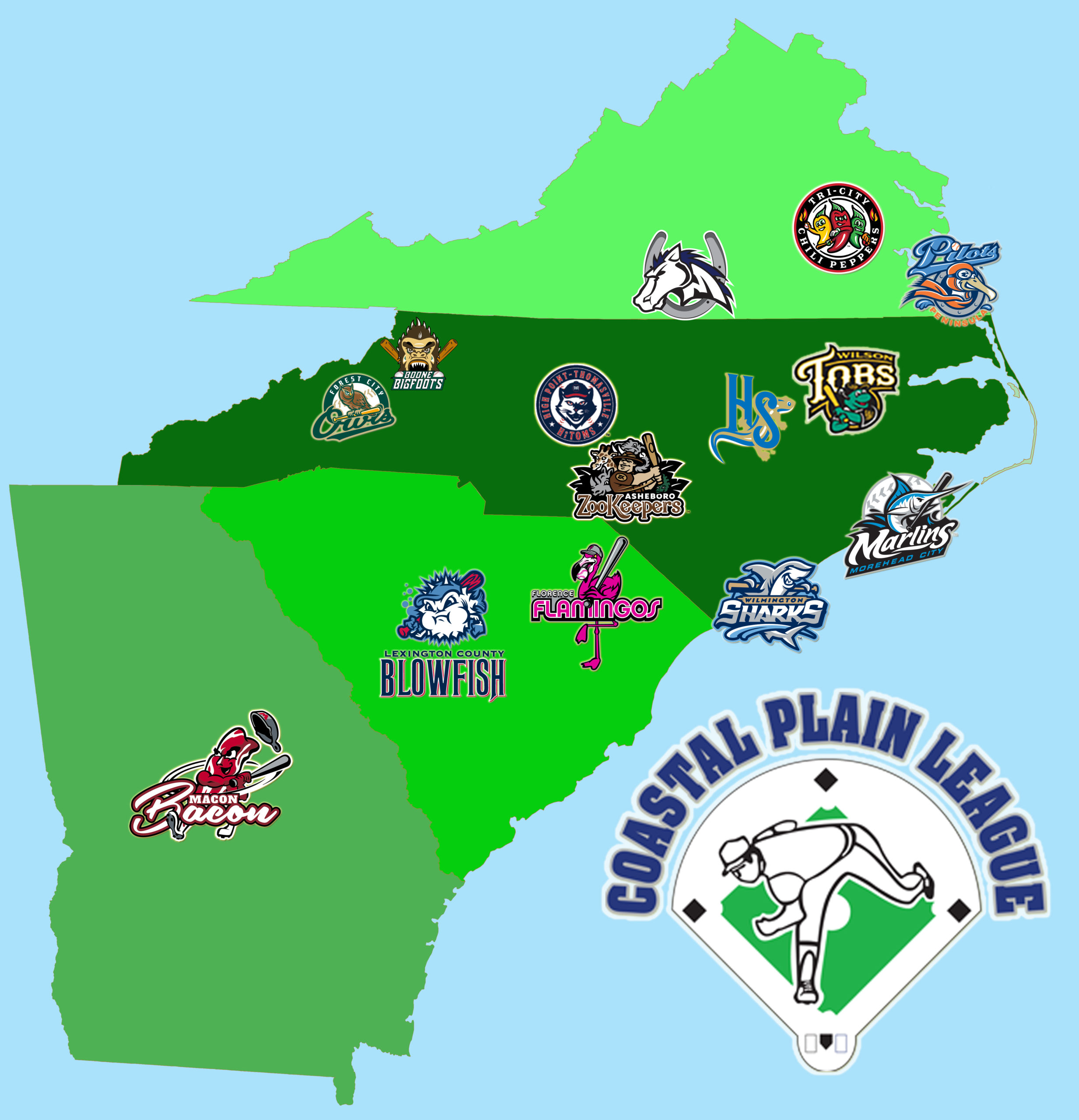 Coastal Plain League Map Vally Isahella   CPL Logo Map 2023 Scaled 